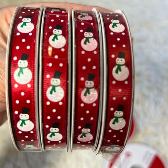 Holiday Snowmen & Candies Narrow Spools Of Ribbon Assortment Set Of Six New - Picture 2 of 4